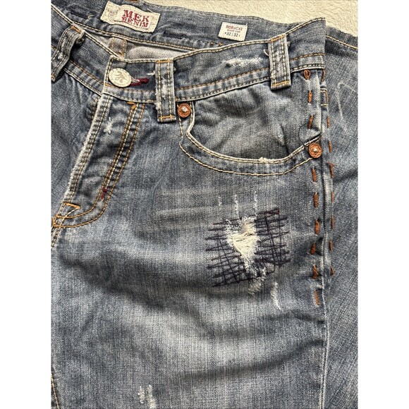 MEK Denim Jeans Boracay Bootcut Mens Distressed Embellished Medium Wash 32x32 - Picture 11 of 16